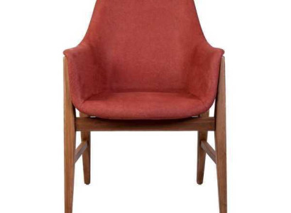 Modern armchair upholstered chair brown-red designer textile single-seater